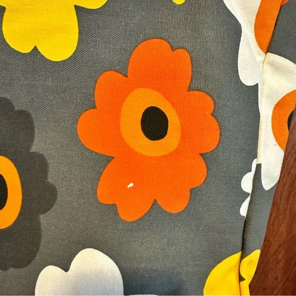 Vibrant Floral Tote Bag in Gray and Orange - Picture 5 of 8